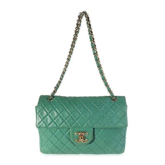 Chanel Green Quilted Lambskin Soft Maxi Single Flap Bag - Picture 4 of 8